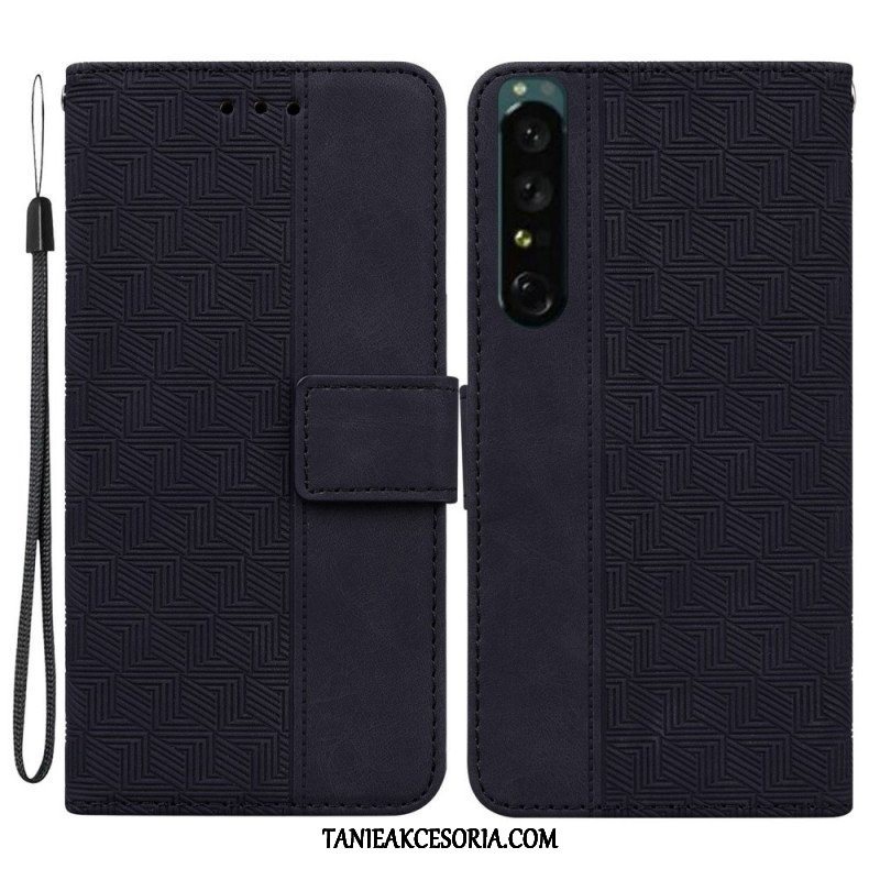 Etui Folio do Sony Xperia 1 IV z Łańcuch Pasiasty Wzór