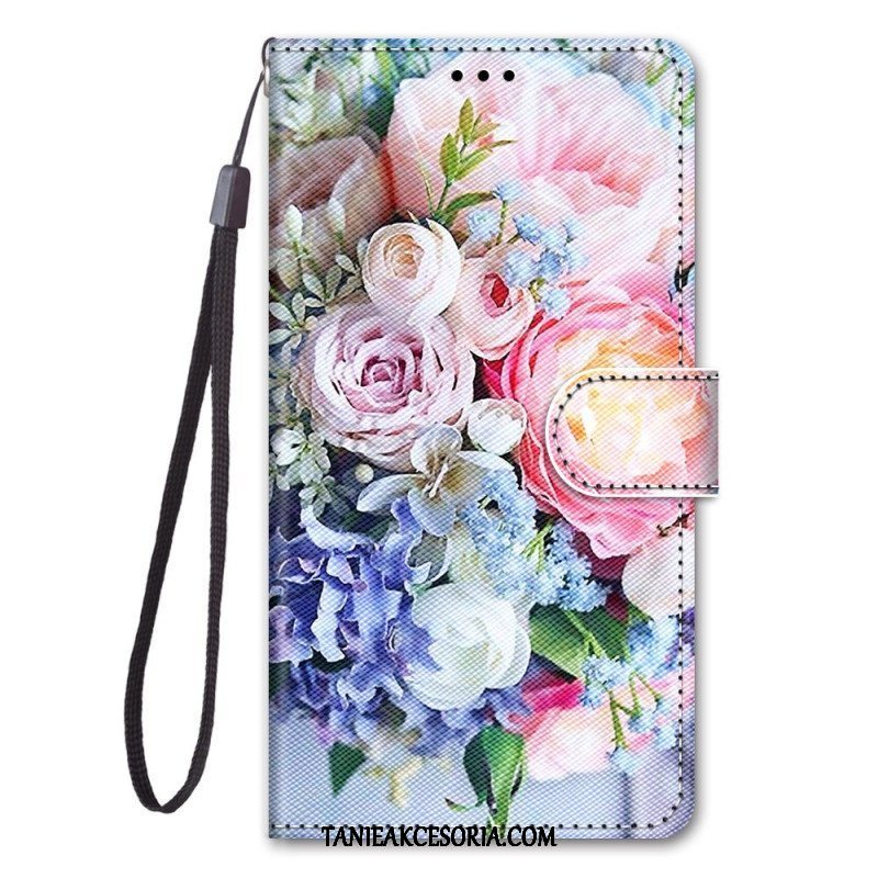 Etui Folio do Sony Xperia 5 IV Kwiatowy Z Paskiem