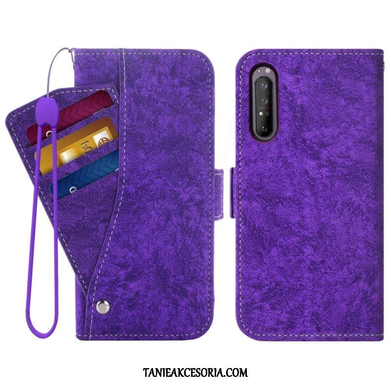 Etui Folio do Sony Xperia 5 IV Obrotowy Uchwyt Na Karty W Stylu Vintage