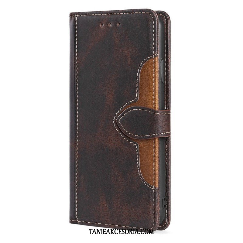 Etui Folio do Vivo Y16 Stylowa Dwukolorowa Sztuczna Skóra