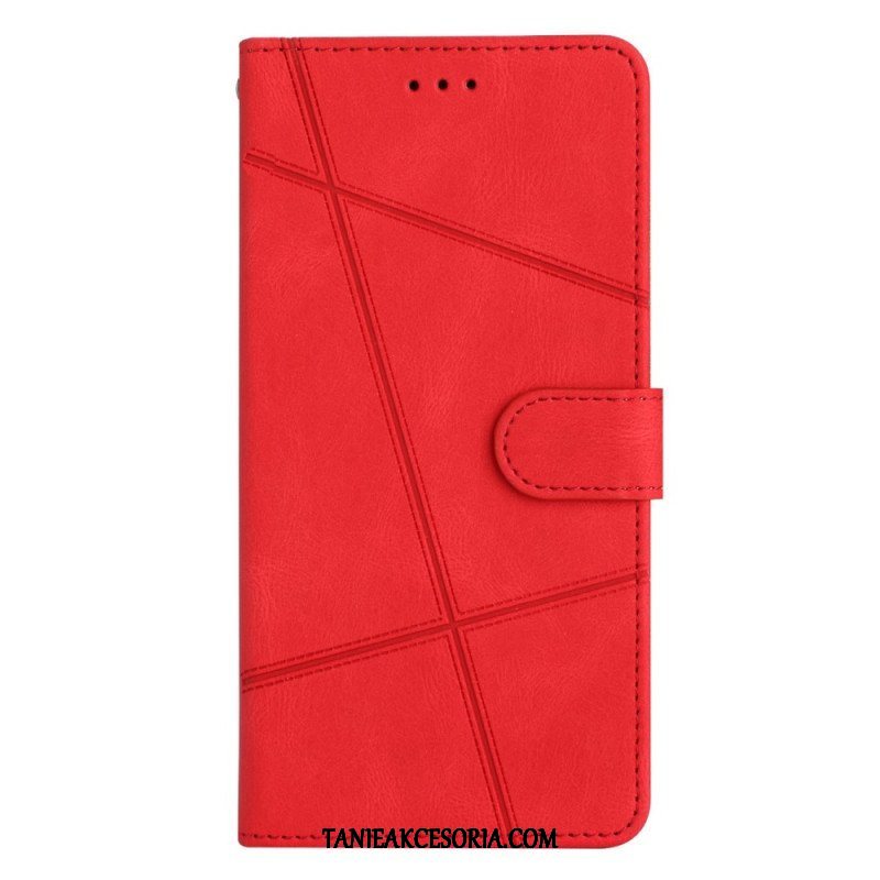 Etui Folio do Xiaomi 12 Lite z Łańcuch Linie Paska Z Efektem Skóry