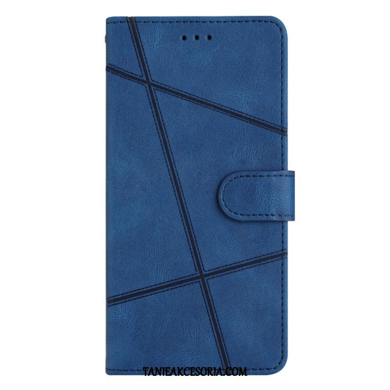 Etui Folio do Xiaomi 12 Lite z Łańcuch Linie Paska Z Efektem Skóry