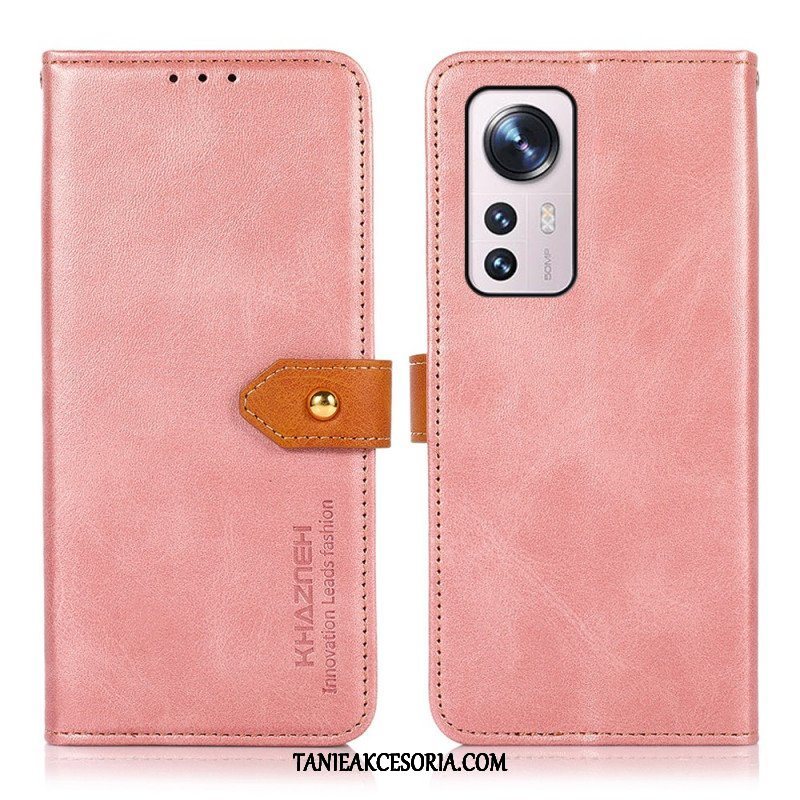 Etui Folio do Xiaomi 12 Pro Dwukolorowe Złote Zapięcie Khazneh