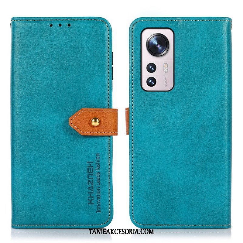 Etui Folio do Xiaomi 12 Pro Dwukolorowe Złote Zapięcie Khazneh