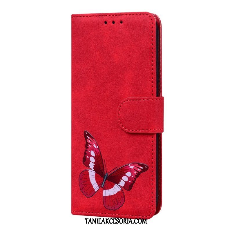 Etui Folio do Xiaomi 12 Pro Motyl Dotykający Skóry