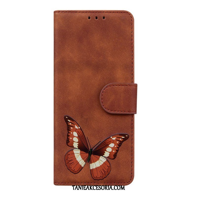 Etui Folio do Xiaomi 12 Pro Motyl Dotykający Skóry