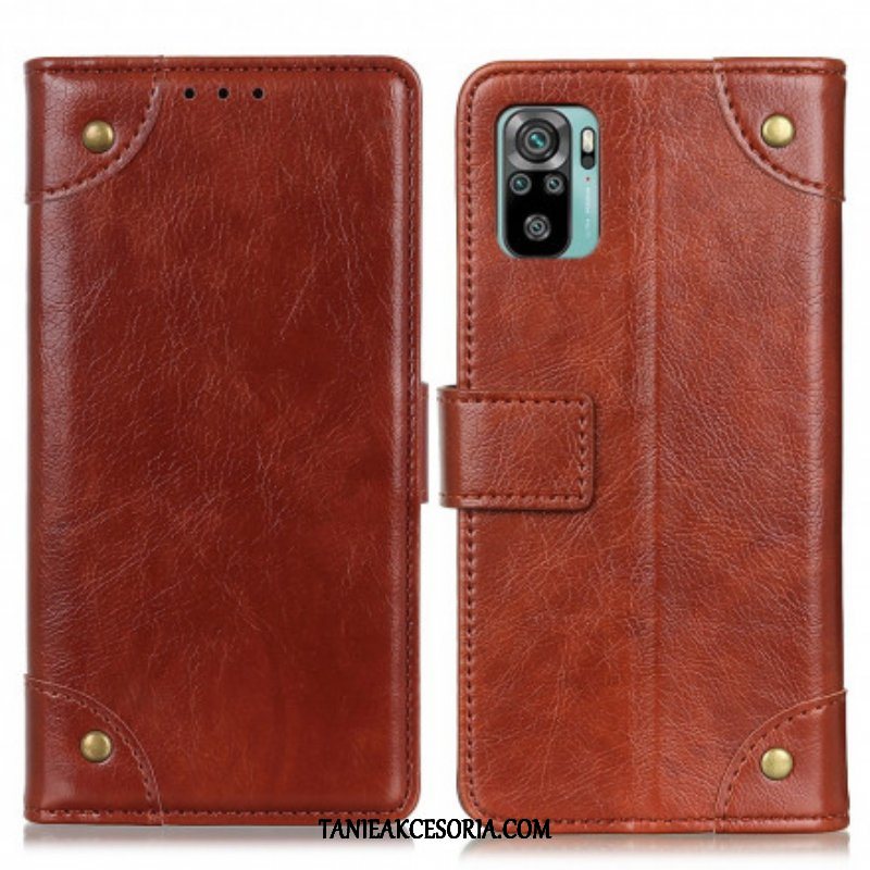 Etui Folio do Xiaomi Redmi Note 10 / 10S Nity W Stylu Vintage Ze Skóry Nappa