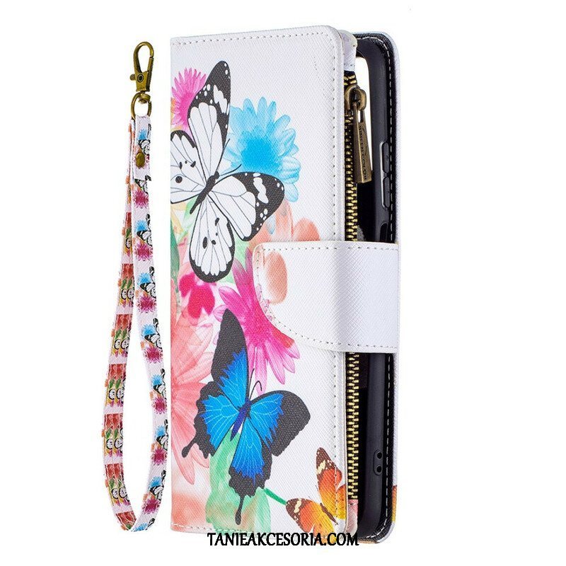 Etui Folio do Xiaomi Redmi Note 10 / 10S Zapinana Na Zamek Kieszeń W Motyle