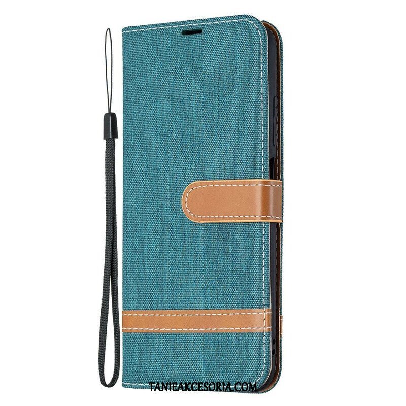 Etui Folio do Xiaomi Redmi Note 10 5G z Łańcuch Tkanina Paska