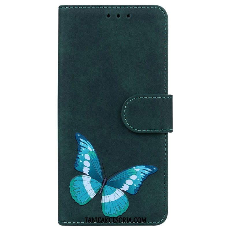 Etui Folio do Xiaomi Redmi Note 10 Pro Motyl Dotykający Skóry