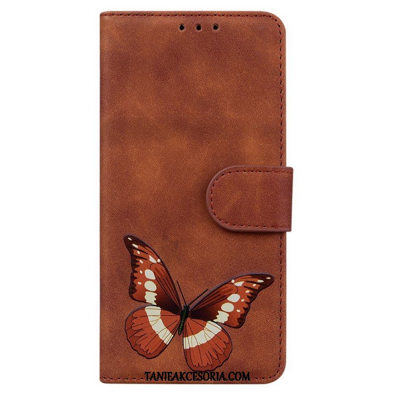 Etui Folio do Xiaomi Redmi Note 10 Pro Motyl Dotykający Skóry