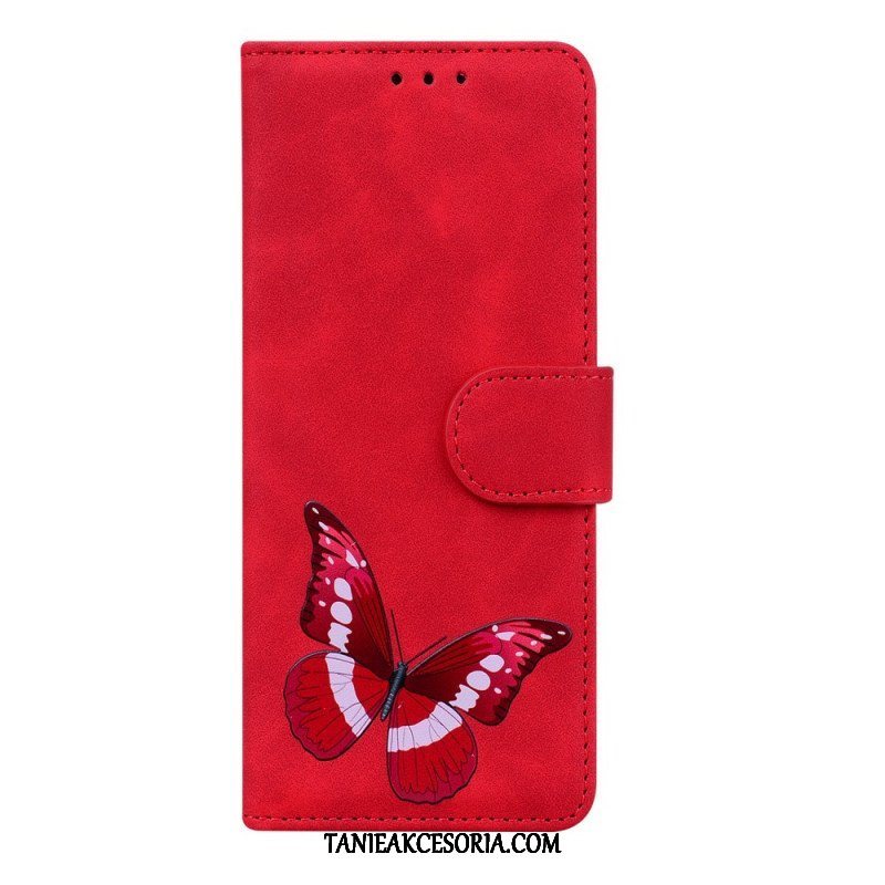 Etui Folio do Xiaomi Redmi Note 11 / 11S Motyl Dotykający Skóry