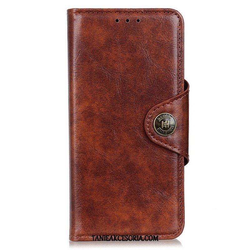 Etui Folio do Xiaomi Redmi Note 12 4G Guzik Khazneh Z Imitacji Lakierowanej Skóry