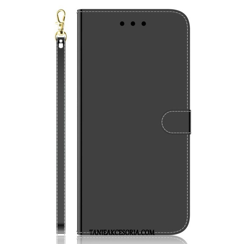 Etui Folio do Xiaomi Redmi Note 12 4G Sztuczna Lustrzana Skóra Z Paskiem