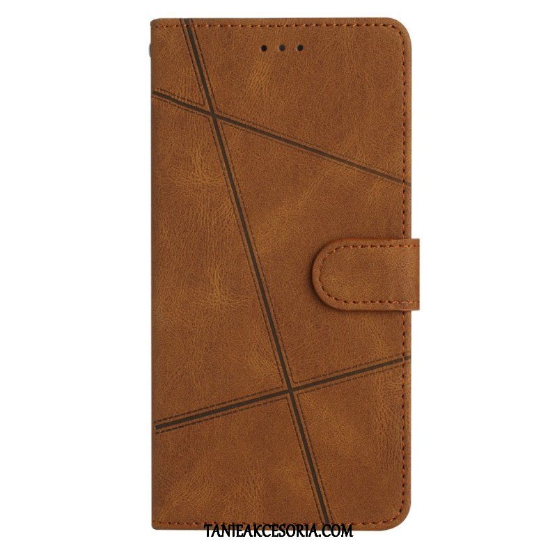 Etui Folio do Xiaomi Redmi Note 12 4G z Łańcuch Geometryczne Paski