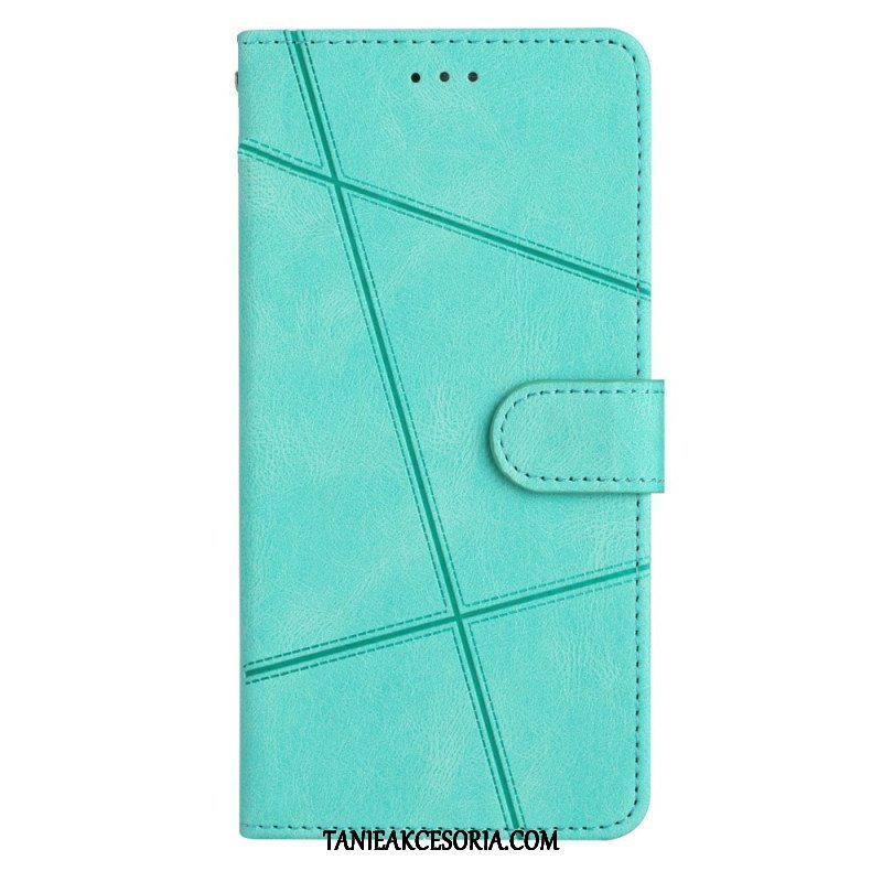 Etui Folio do Xiaomi Redmi Note 12 4G z Łańcuch Geometryczne Paski