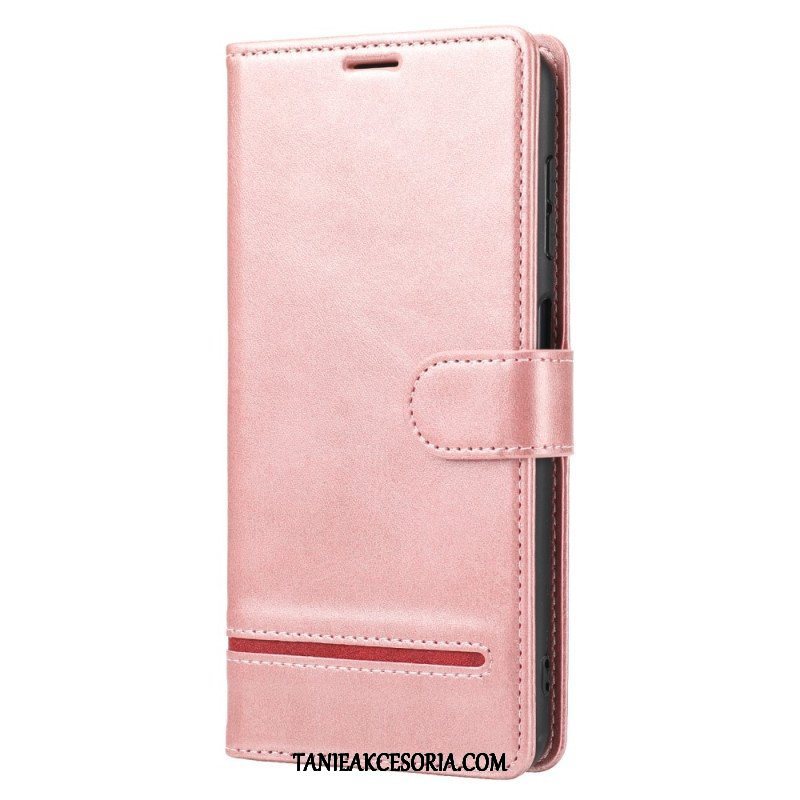 Etui Folio do Xiaomi Redmi Note 12 5G Liniowy Efekt Skóry