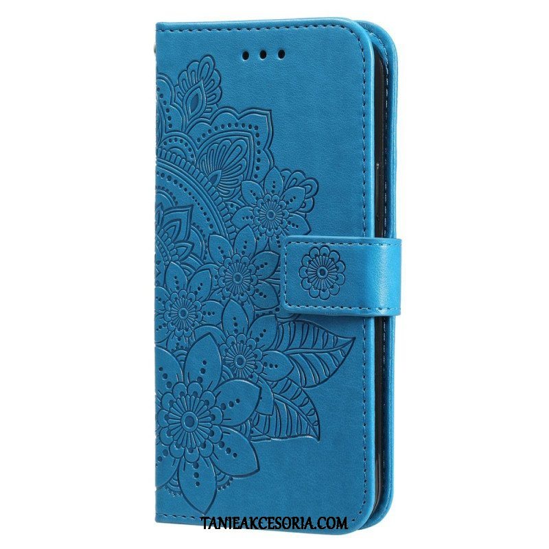 Etui Folio do Xiaomi Redmi Note 12 5G z Łańcuch Mandala Kwiatowa Na Pasku