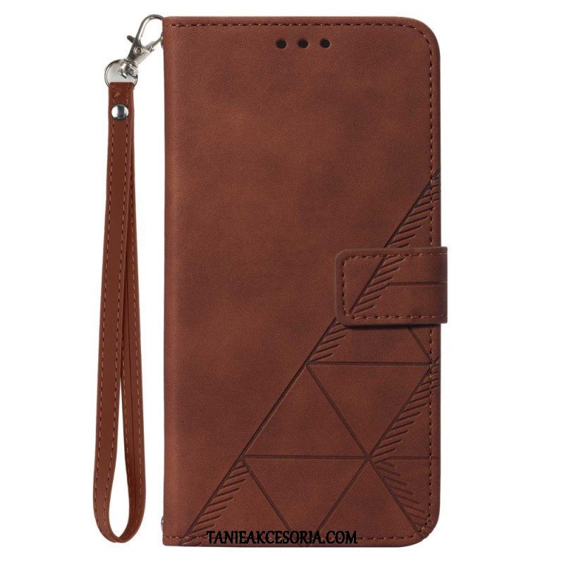 Etui Folio do Xiaomi Redmi Note 12 5G z Łańcuch Trójkąty Paska