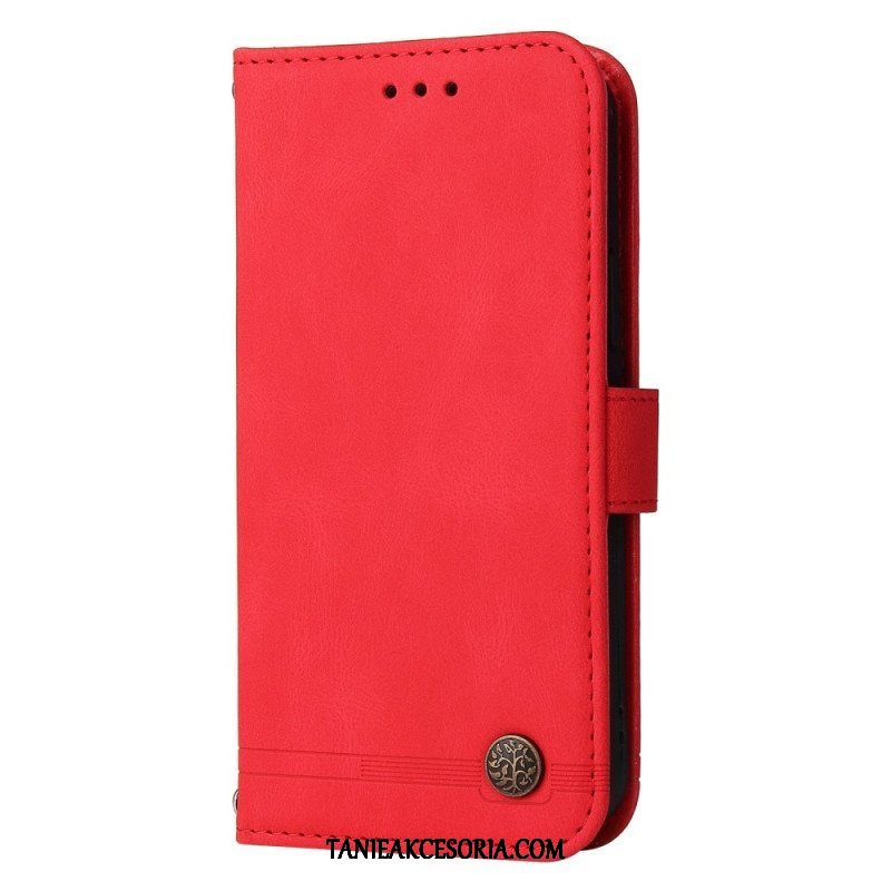 Etui Folio do Xiaomi Redmi Note 12 Pro Skórzany Styl Z Ozdobnym Nitem