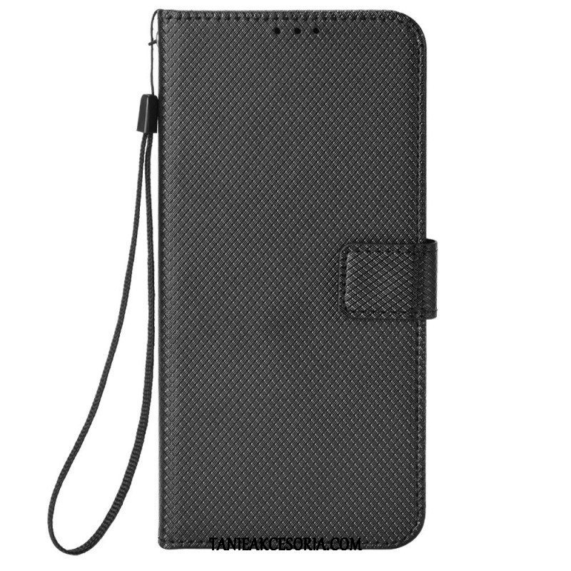 Etui Folio do Xiaomi Redmi Note 12 Pro z Łańcuch Stylowa Sztuczna Skóra Z Paskami