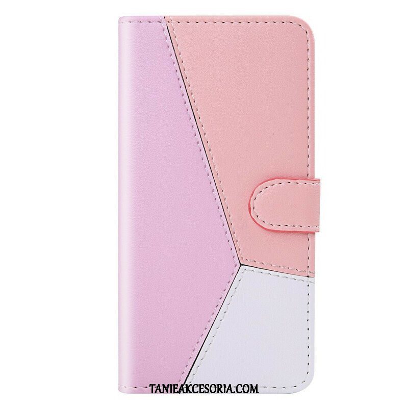 Etui Folio do iPhone 13 Mini Trójkolorowy Efekt Skóry