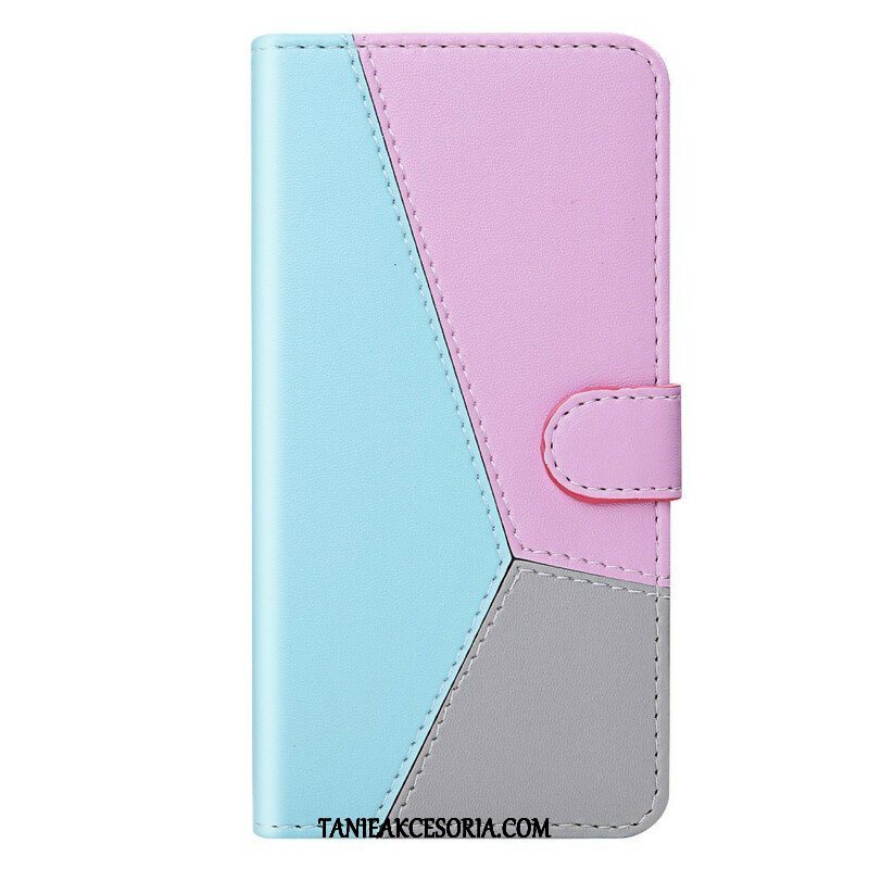 Etui Folio do iPhone 13 Mini Trójkolorowy Efekt Skóry