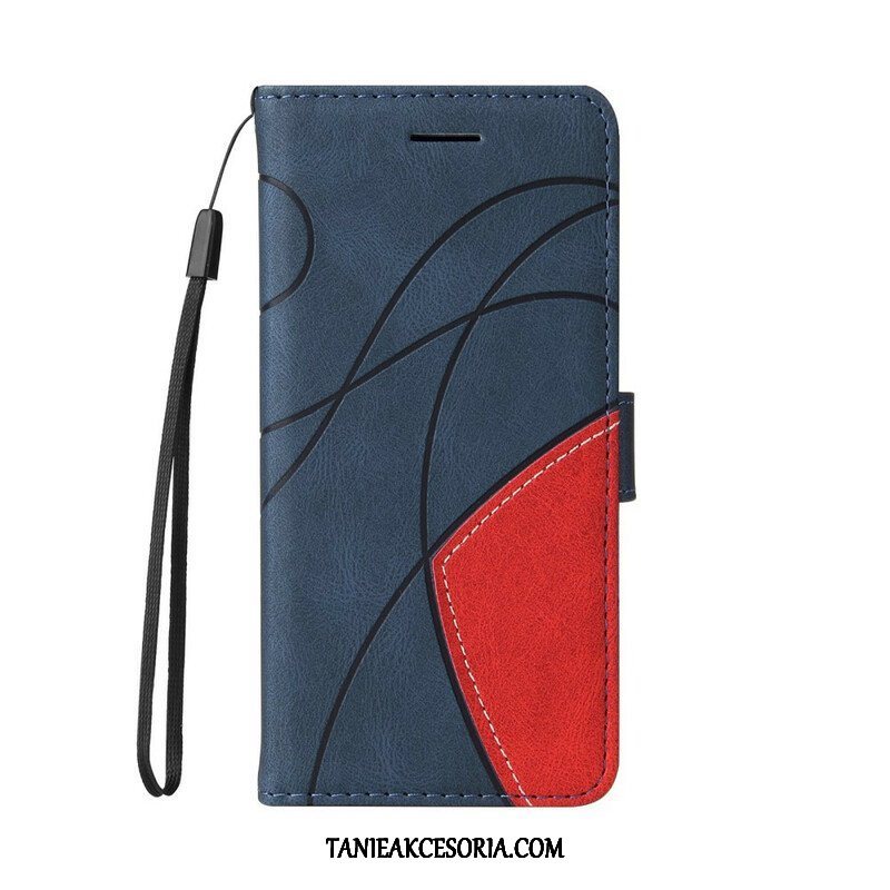 Etui Folio do iPhone 13 Pro Dwukolorowa Sygnowana Sztuczna Skóra