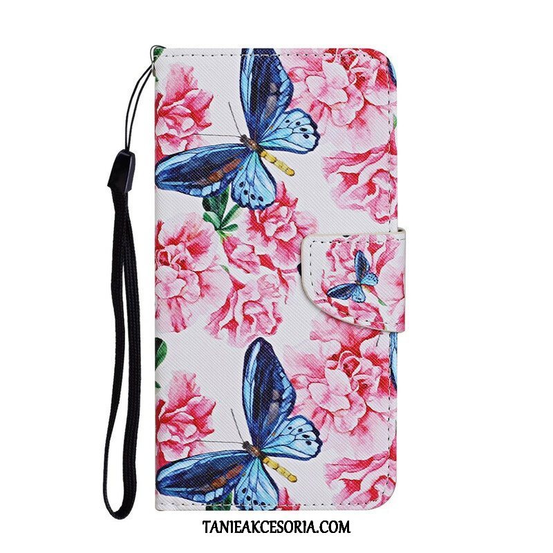 Etui Folio do iPhone 13 Pro Mistrzowskie Motyle Ze Smyczą