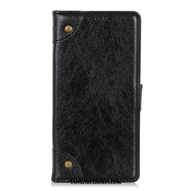 Etui Folio do iPhone 13 Pro Nity W Stylu Vintage Ze Skóry Nappa