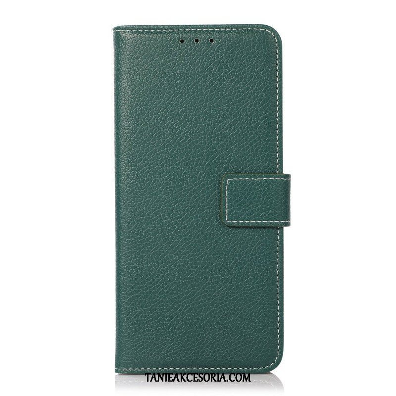 Etui Folio do iPhone 13 Pro Szwy Liczi Z Efektem Skóry