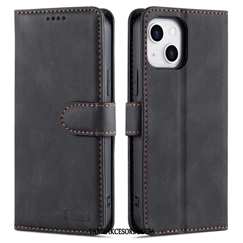 Etui Folio do iPhone 14 Plus Efekt Skóry Azns