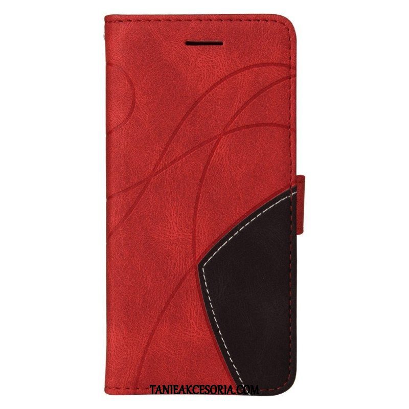 Etui Folio do iPhone 14 Pro Max z Łańcuch Dwukolorowy Pasek