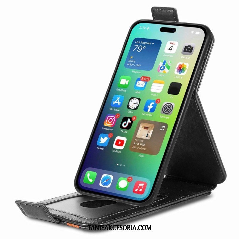 Etui Folio do iPhone 14 Pro Skórzany Futerał Pionowa Klapa Caseneo