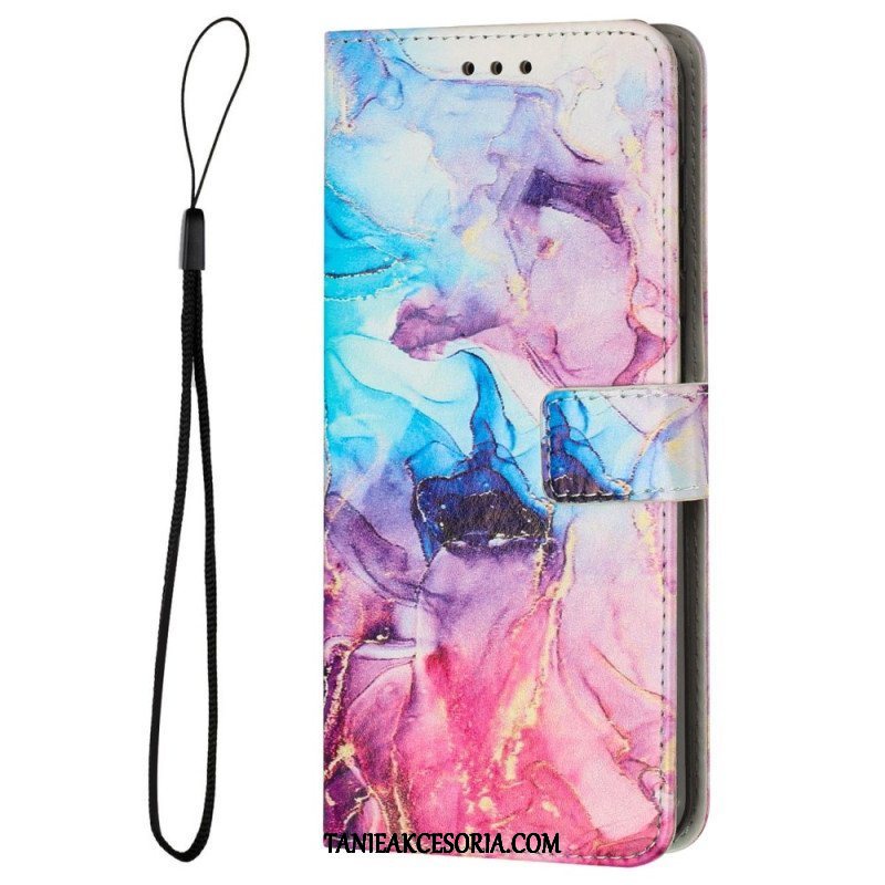 Etui Folio do iPhone 14 z Łańcuch Pasek Marmuru