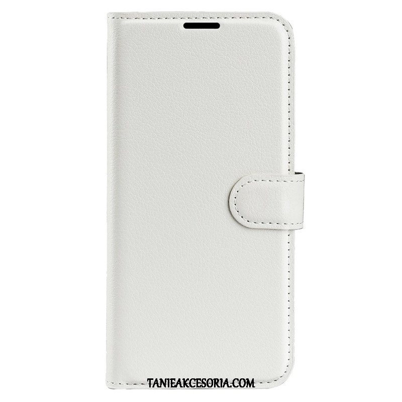 Etui Folio do iPhone 15 Klasyczna Sztuczna Skóra Litchi