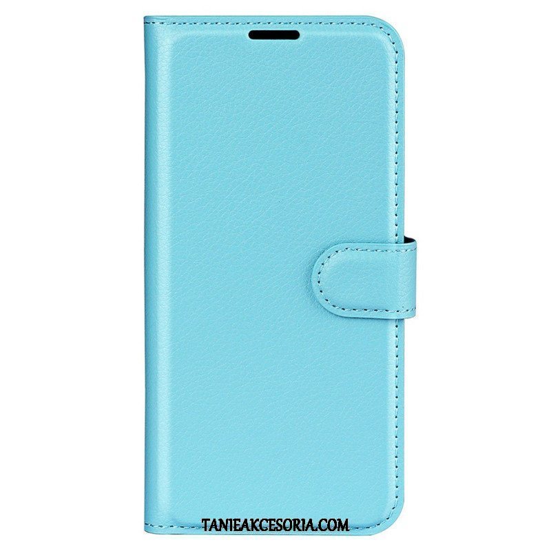 Etui Folio do iPhone 15 Klasyczna Sztuczna Skóra Litchi