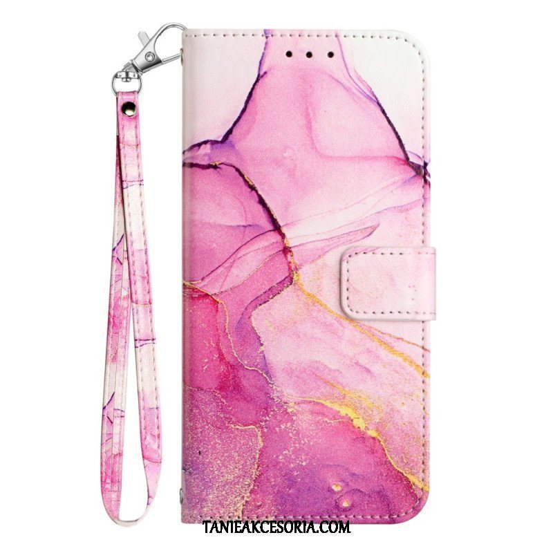 Etui Folio do iPhone 15 Plus Marmur Ze Smyczą