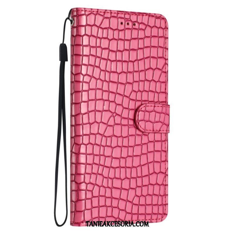 Etui Folio do iPhone 15 Plus Styl Krokodyla Z Paskiem