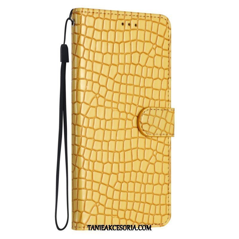 Etui Folio do iPhone 15 Plus Styl Krokodyla Z Paskiem