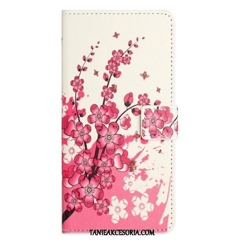 Etui Folio do iPhone 15 Plus Tropikalne Kwiaty