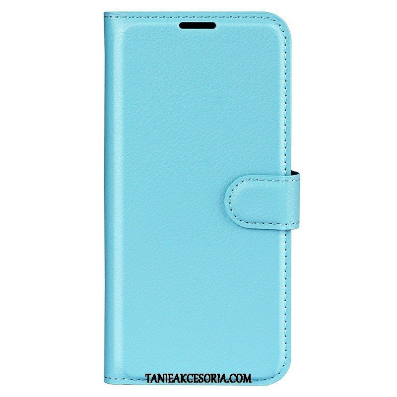 Etui Folio do iPhone 15 Pro Klasyczna Sztuczna Skóra Litchi