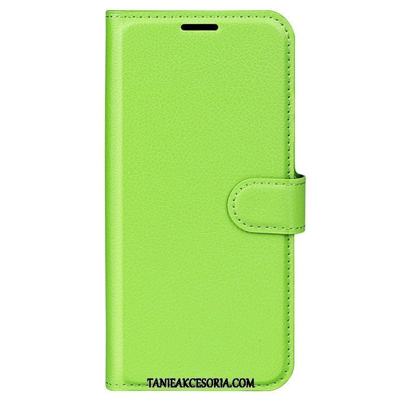 Etui Folio do iPhone 15 Pro Klasyczna Sztuczna Skóra Litchi