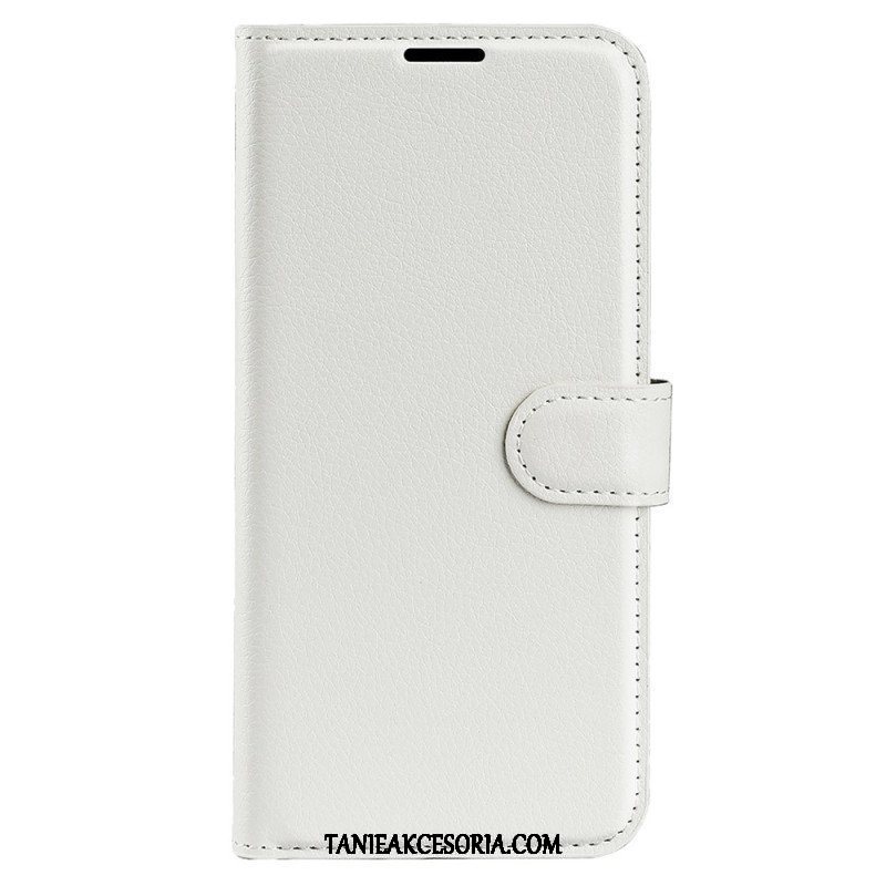 Etui Folio do iPhone 15 Pro Max Klasyczna Sztuczna Skóra Litchi