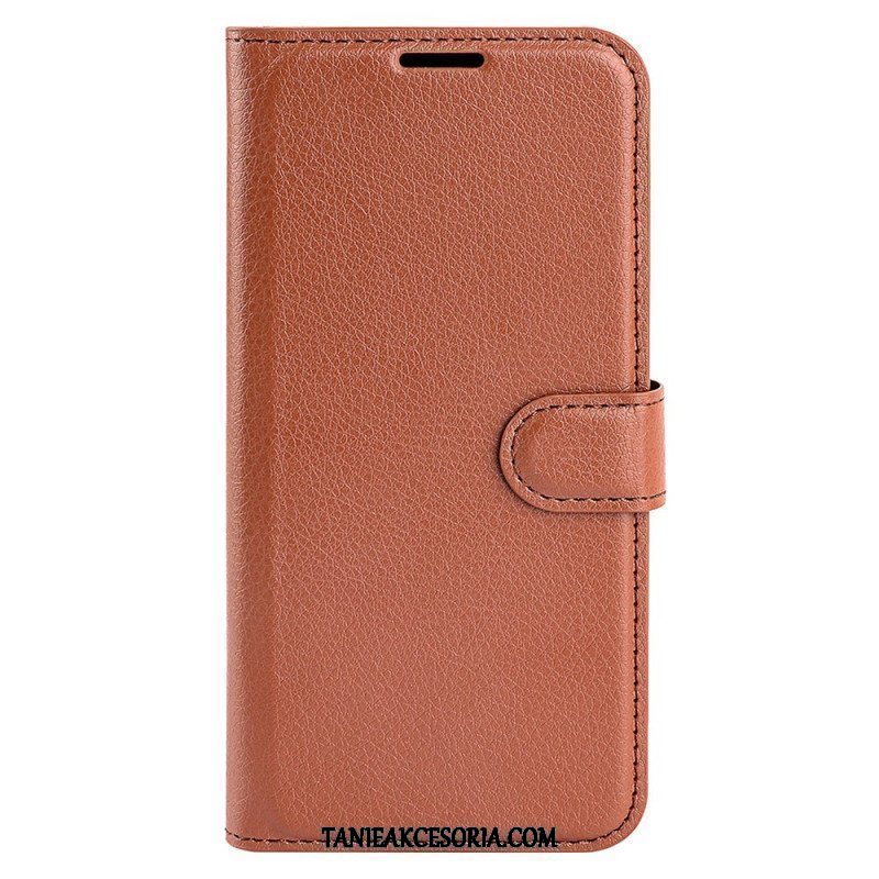 Etui Folio do iPhone 15 Pro Max Klasyczna Sztuczna Skóra Litchi