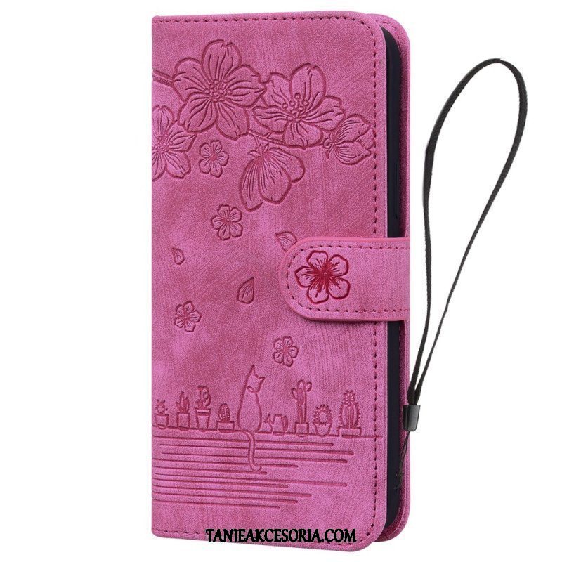 Etui Folio do iPhone 15 Pro Max z Łańcuch Stringi Cat Daydream