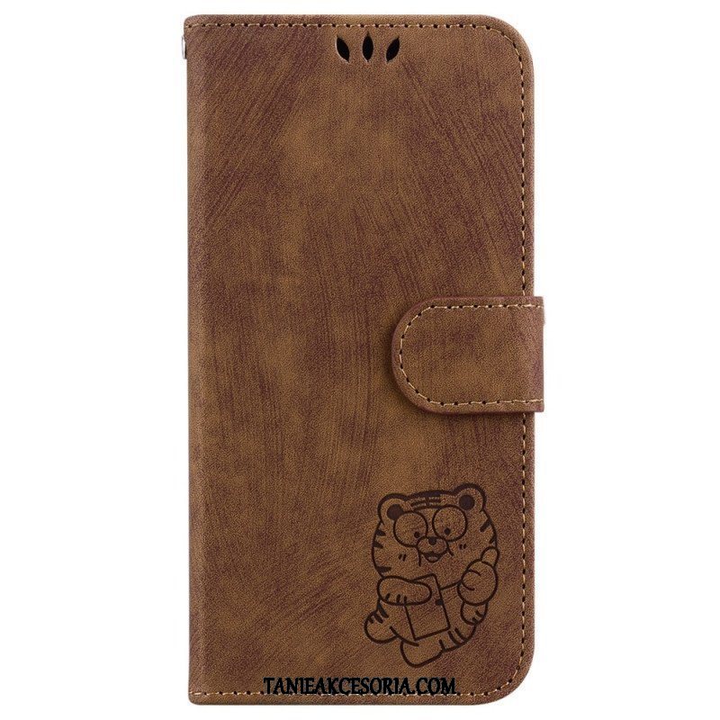 Etui Folio do iPhone 15 Pro Słodki Tygrys