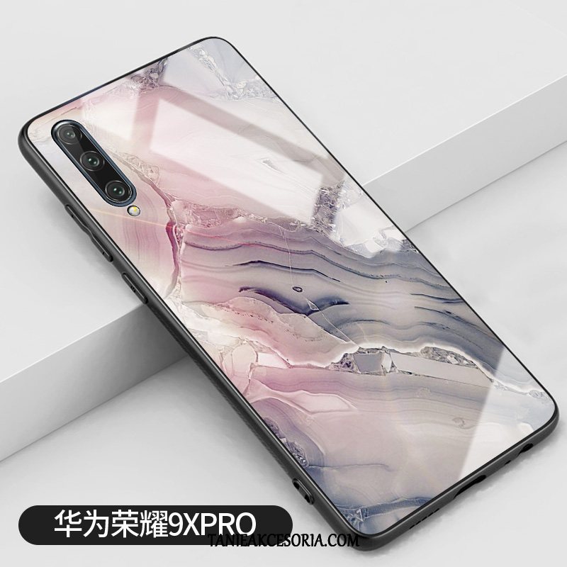 Etui Honor 9x Pro Duży Różowe Silikonowe, Obudowa Honor 9x Pro Szkło Ochraniacz Czerwony Netto