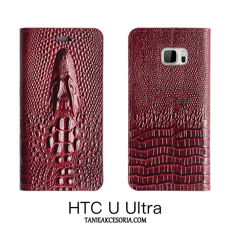 Etui Htc U Ultra Chiński Styl Prawdziwa Skóra Czerwony, Obudowa Htc U Ultra Telefon Komórkowy Ochraniacz Anti-fall