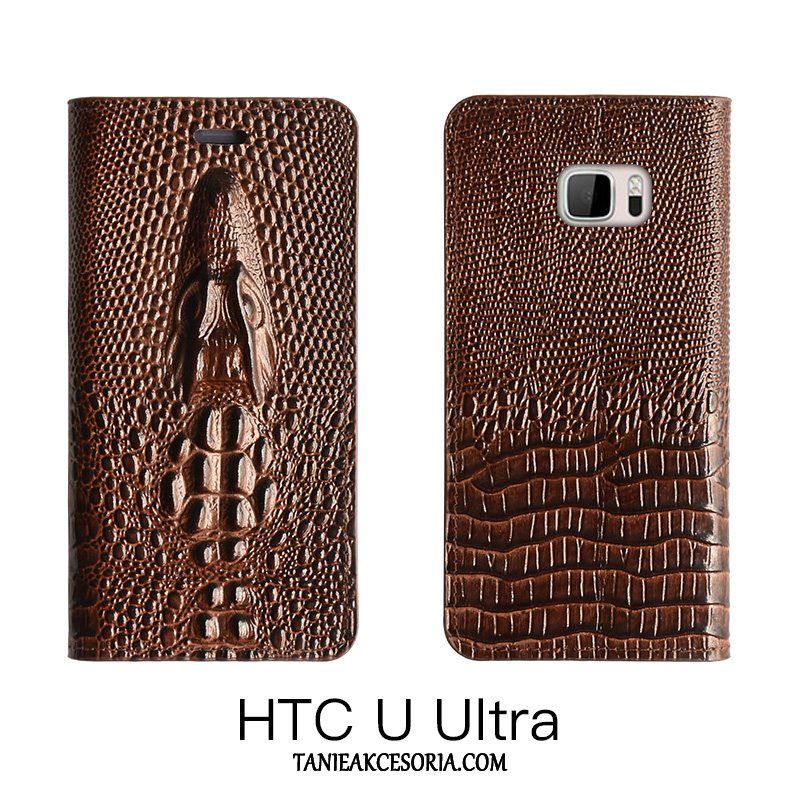 Etui Htc U Ultra Chiński Styl Prawdziwa Skóra Czerwony, Obudowa Htc U Ultra Telefon Komórkowy Ochraniacz Anti-fall